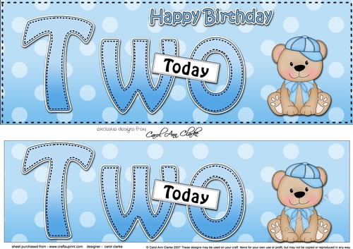 Large DL Happy Birthday TWO TODAY 3D decoupage