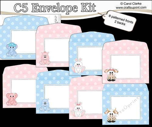 8 x C5 Cute Animal envelopes Kit
