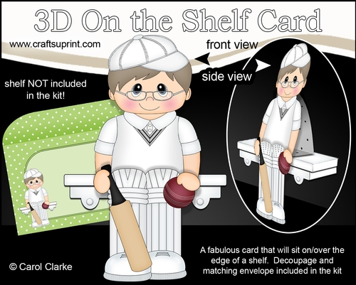 3D On the Shelf Card Kit - Little Cricketer Roland