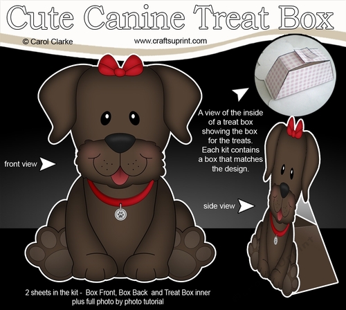3D Cute Canine Treat Box Gift Set Mini Kit - Little Chocolate Labrador Dog Velvet 