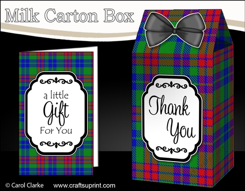 3D Tartan Milk Carton Treat Box Mini Kit