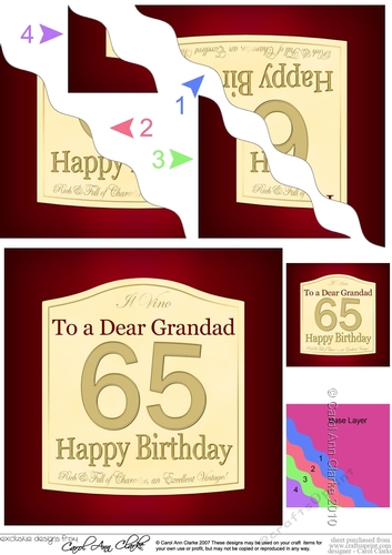 65th Birthday Grandad Wine Label Wavy Corner side stacker
