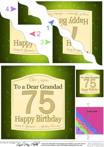 70th Birthday Grandad Champagne Label Wavy Corner stacker