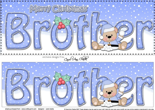 Large DL Merry Christmas BROTHER 3D decoupage 