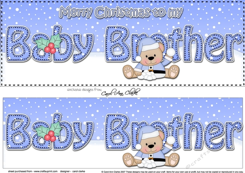 Large DL Merry Christmas TO MY BABY BROTHER 3D decoupage 