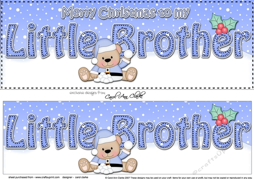 Large DL Merry Christmas TO MY LITTLE BROTHER 3D decoupage 