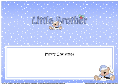 Large DL Merry Christmas LITTLE BROTHER insert