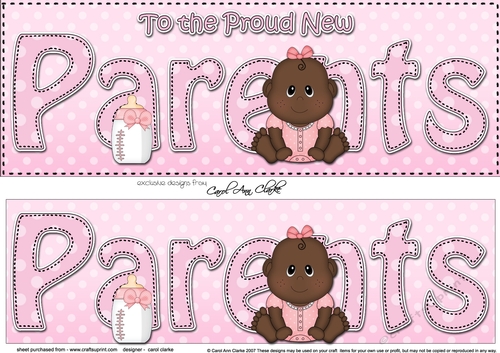 Large DL Ethnic New Baby TO THE PROUD NEW PARENTS 3D decoupage