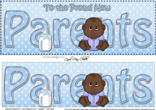 Large DL Ethnic New Baby TO THE PROUD NEW PARENTS 3D decoupage
