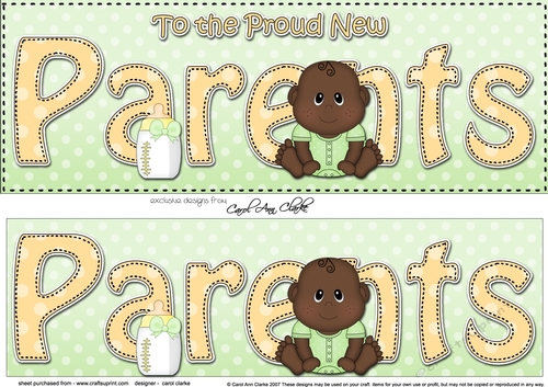 Large DL Ethnic New Baby TO THE PROUD NEW PARENTS 3D decoupage