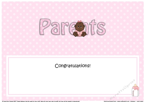 Large DL Ethnic New Baby TO THE PROUD NEW PARENTS insert