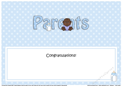 Large DL Ethnic New Baby TO THE PROUD NEW PARENTS insert