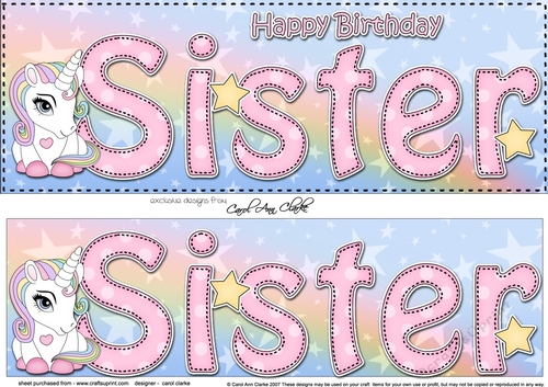Large DL Happy Birthday SISTER 3D decoupage