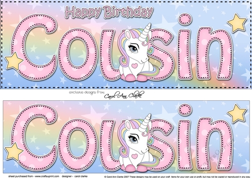 Large DL Happy Birthday COUSIN 3D decoupage