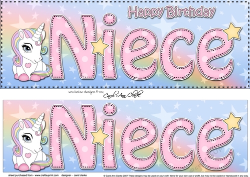 Large DL Happy Birthday NIECE 3D decoupage