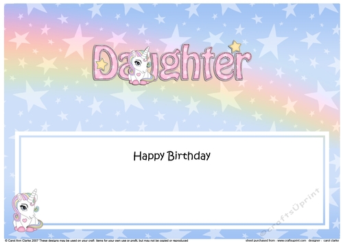 Large DL Happy Birthday DAUGHTER insert