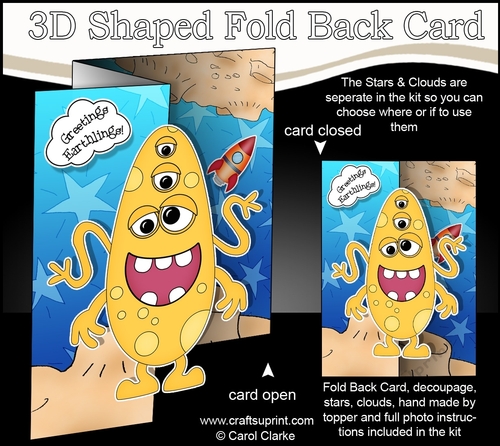 3D Shaped No-Hole Fold Back Mini Kit -  Cute Alien Spav