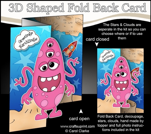 3D Shaped No-Hole Fold Back Mini Kit -  Cute Alien Pesh