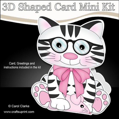 3D Shaped Card  Kit - Cute Little Cat Sammy