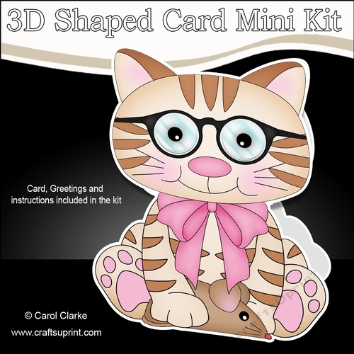 3D Shaped Card  Kit - Cute Little Cat Sydney