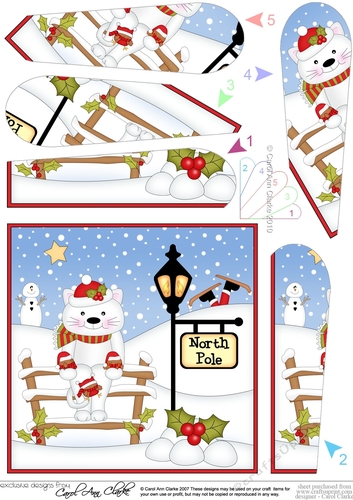 Christmas Cute Little Cat is at the North Pole Fan Pyramage Topper
