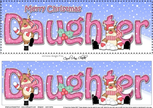 Large DL Merry Christmas DAUGHTER 3D decoupage 
