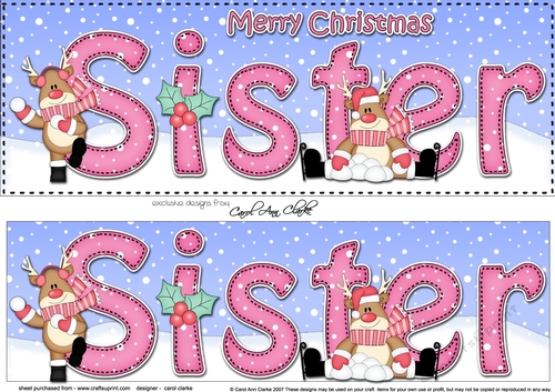 Large DL Merry Christmas SISTER 3D decoupage 