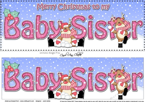 Large DL Merry Christmas TO MY BABY SISTER 3D decoupage 