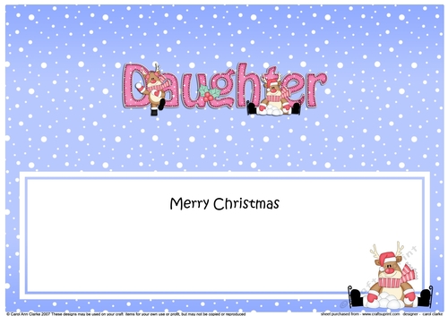 Large DL Merry Christmas DAUGHTER insert