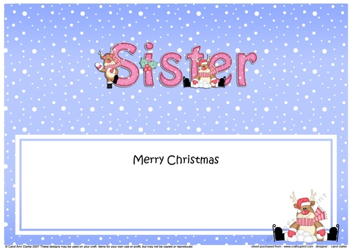 Large DL Merry Christmas SISTER insert