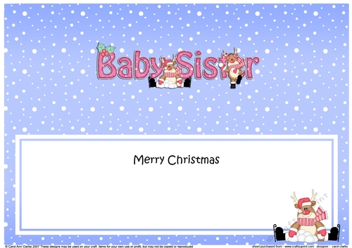 Large DL Merry Christmas BABY SISTER insert