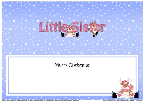 Large DL Merry Christmas LITTLE SISTER insert