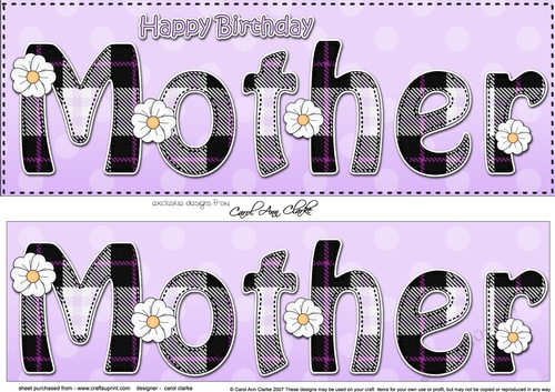 Large DL Happy Birthday MOTHER 3D decoupage
