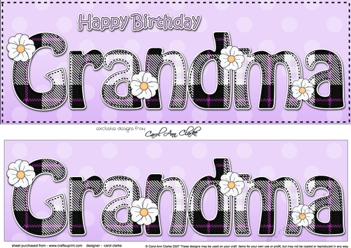 Large DL Happy Birthday GRANDMA 3D decoupage