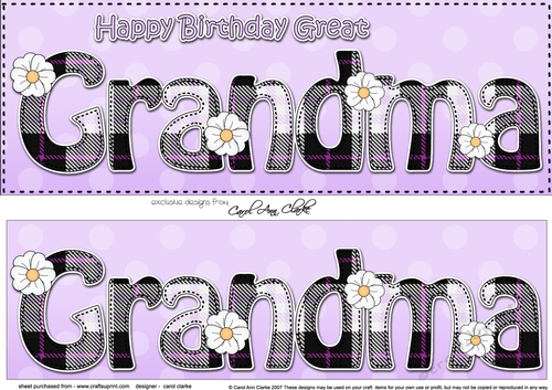Large DL Happy Birthday GREAT GRANDMA 3D decoupage