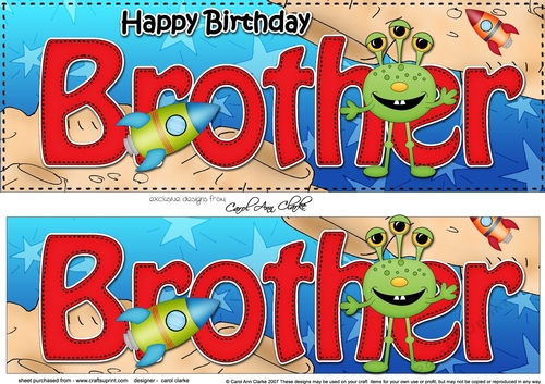 Large DL Happy Birthday BROTHER 3D decoupage