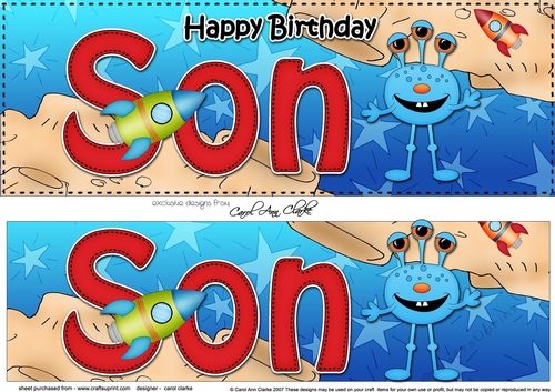 Large DL Happy Birthday SON 3D decoupage