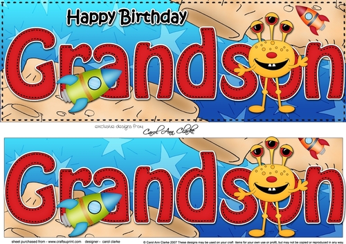 Large DL Happy Birthday GRANDSON 3D decoupage