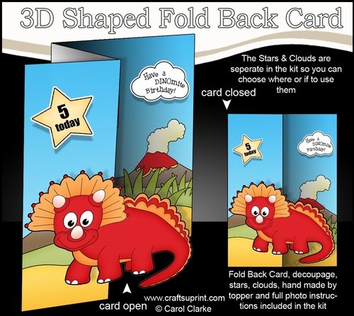 3D Shaped No-Hole Fold Back Mini Kit -  Cute Little Dinosaur Titan