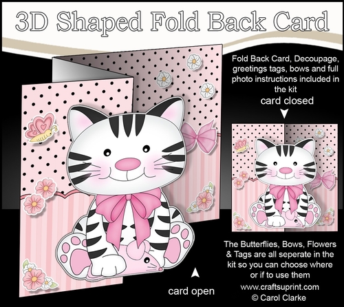 3D Shaped No-Hole Fold Back Mini Kit - Cute Little Cat Fudge