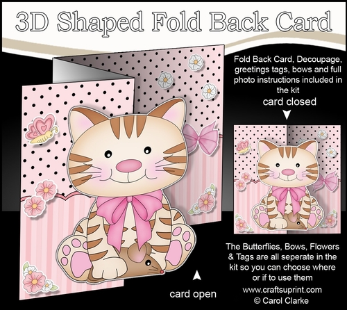 3D Shaped No-Hole Fold Back Mini Kit - Cute Little Cat Muffin