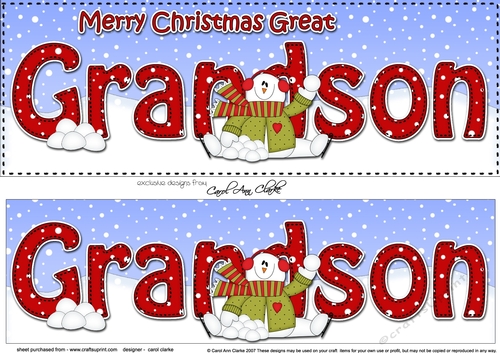 Large DL Merry Christmas GREAT GRANDSON 3D decoupage 