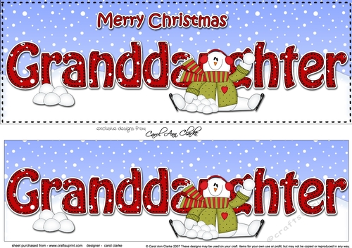 Large DL Merry Christmas GRANDDAUGHTER 3D decoupage 