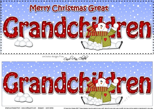 Large DL Merry Christmas GREAT GRANDCHILDREN 3D decoupage 