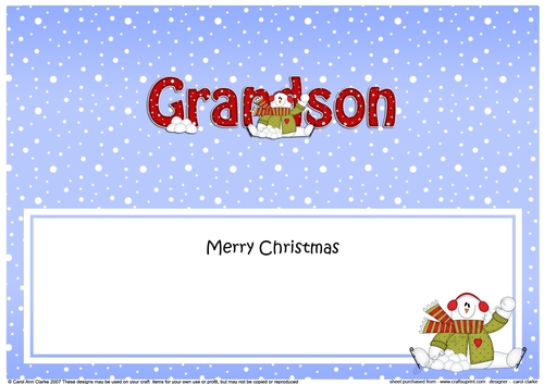 Large DL Merry Christmas GRANDSON insert