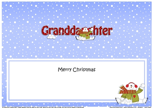 Large DL Merry Christmas GRANDDAUGHTER insert