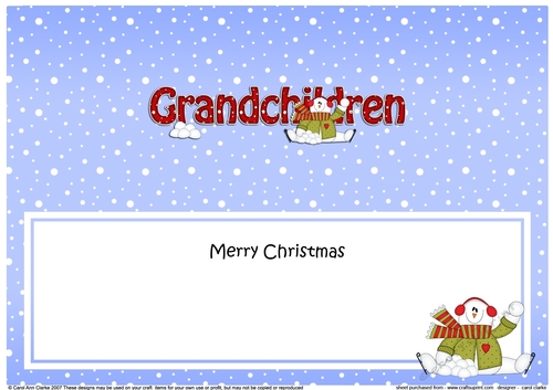 Large DL Merry Christmas GRANDCHILDREN insert