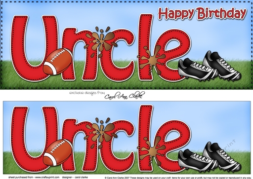 Large DL Happy Birthday UNCLE 3D decoupage