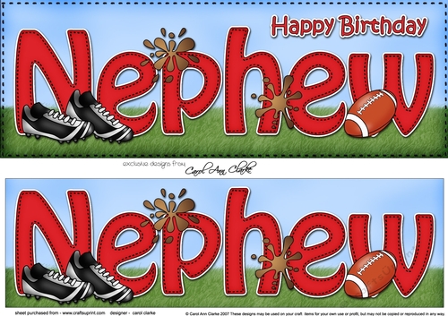 Large DL Happy Birthday NEPHEW 3D decoupage