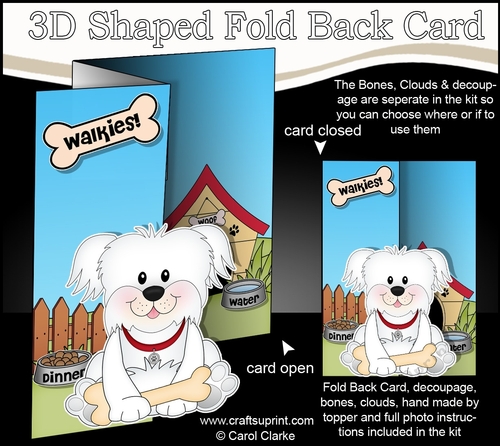 3D Shaped No-Hole Fold Back Mini Kit - Little Bichon Frise Dog Maxie